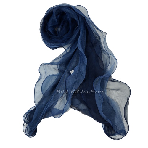 Seidenschal Chiffon Schal aus 100% Seide blau 25x185cm 3162